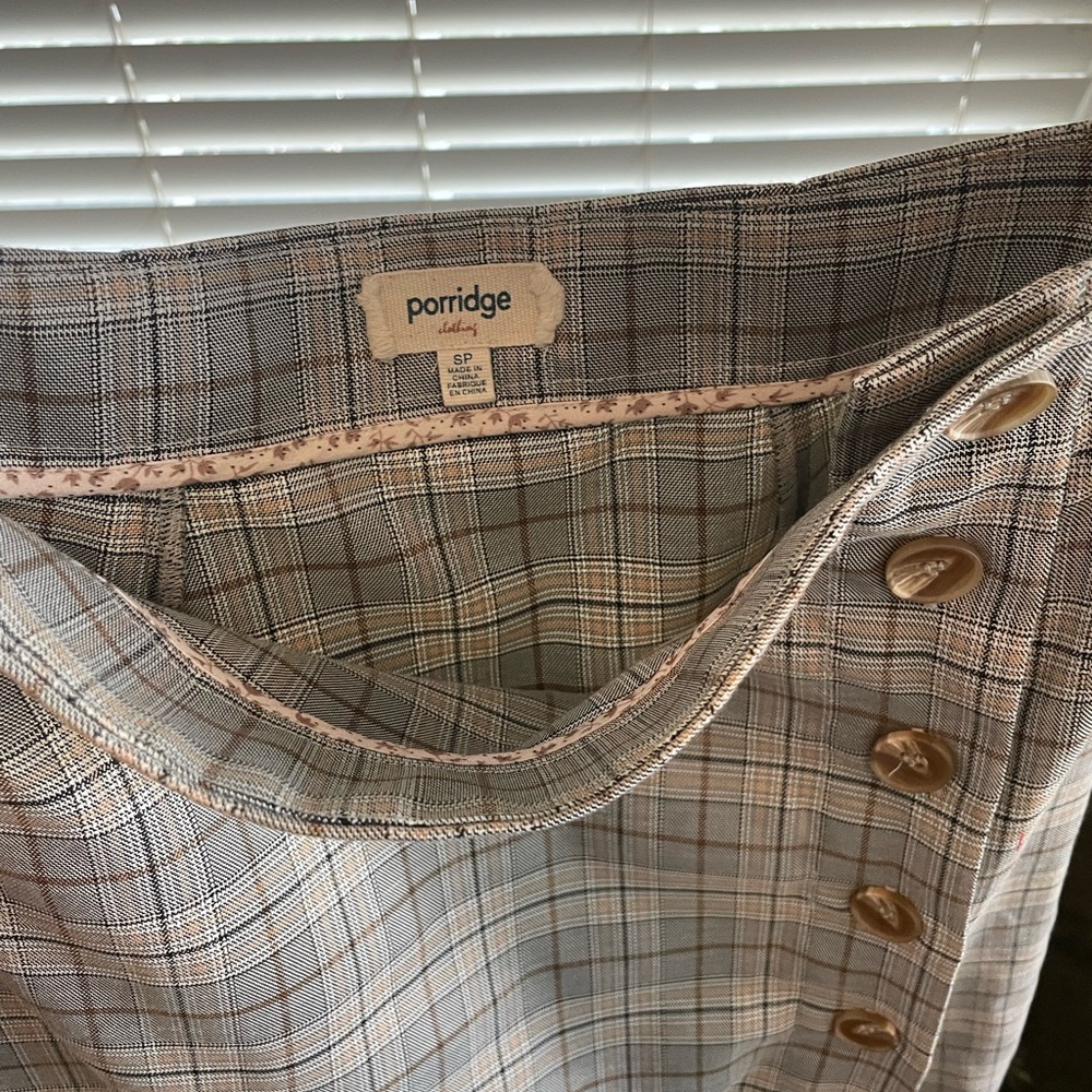 Anthropologie Plaid Pencil Skirt - Gray and Brown